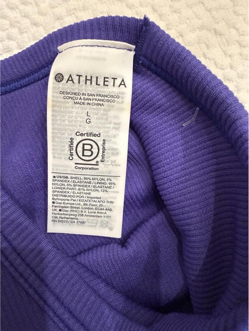 Athleta Cropped Ribbed Collared Shirt Deep Purple Size L - Picture 4 of 6
